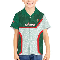 Custom Mexico Football Family Matching Short Sleeve Bodycon Dress and Hawaiian Shirt Aztec Pattern - Wonder Print Shop