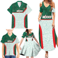 Custom Mexico Football Family Matching Summer Maxi Dress and Hawaiian Shirt Aztec Pattern - Wonder Print Shop