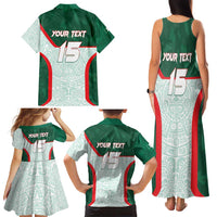 Custom Mexico Football Family Matching Tank Maxi Dress and Hawaiian Shirt Aztec Pattern - Wonder Print Shop