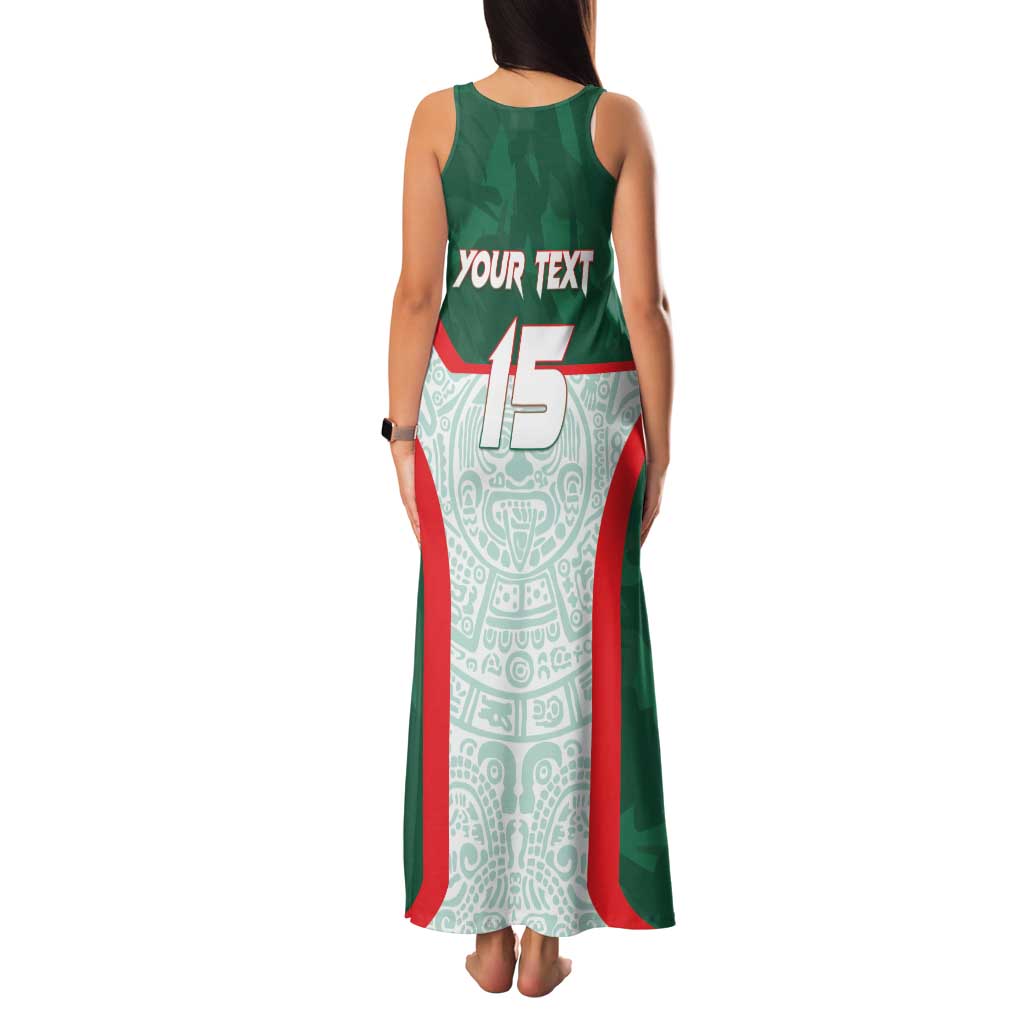 Custom Mexico Football Family Matching Tank Maxi Dress and Hawaiian Shirt Aztec Pattern - Wonder Print Shop