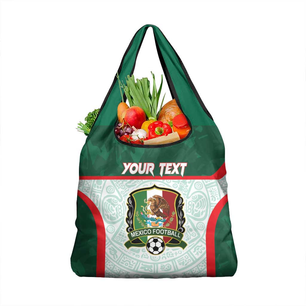 Custom Mexico Football Grocery Bag Aztec Pattern