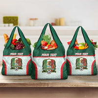 Custom Mexico Football Grocery Bag Aztec Pattern