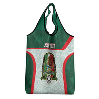Custom Mexico Football Grocery Bag Aztec Pattern