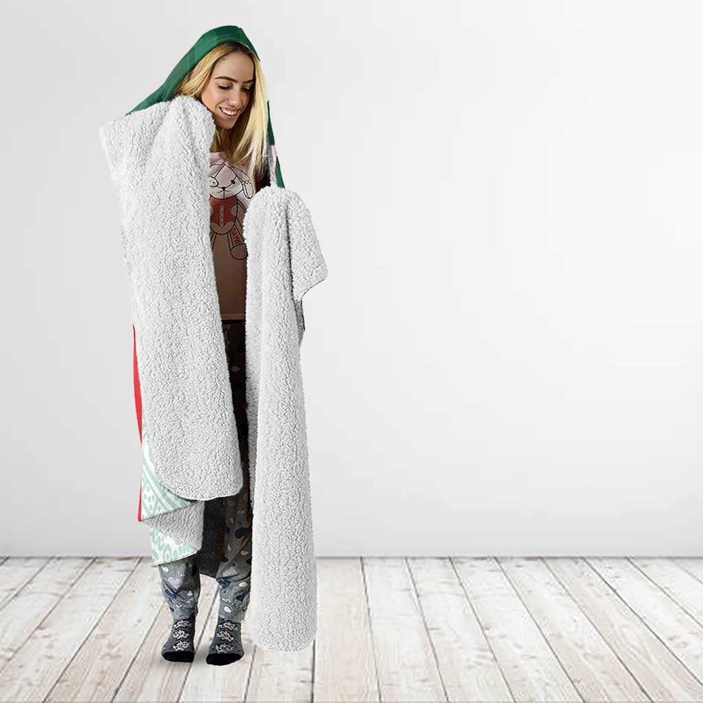 Custom Mexico Football Hooded Blanket Aztec Pattern