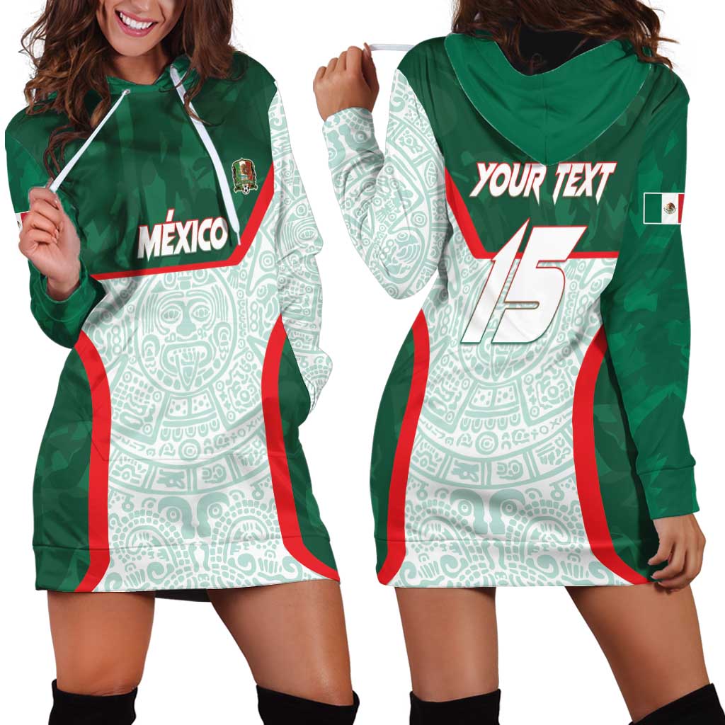 Custom Mexico Football Hoodie Dress Aztec Pattern - Wonder Print Shop