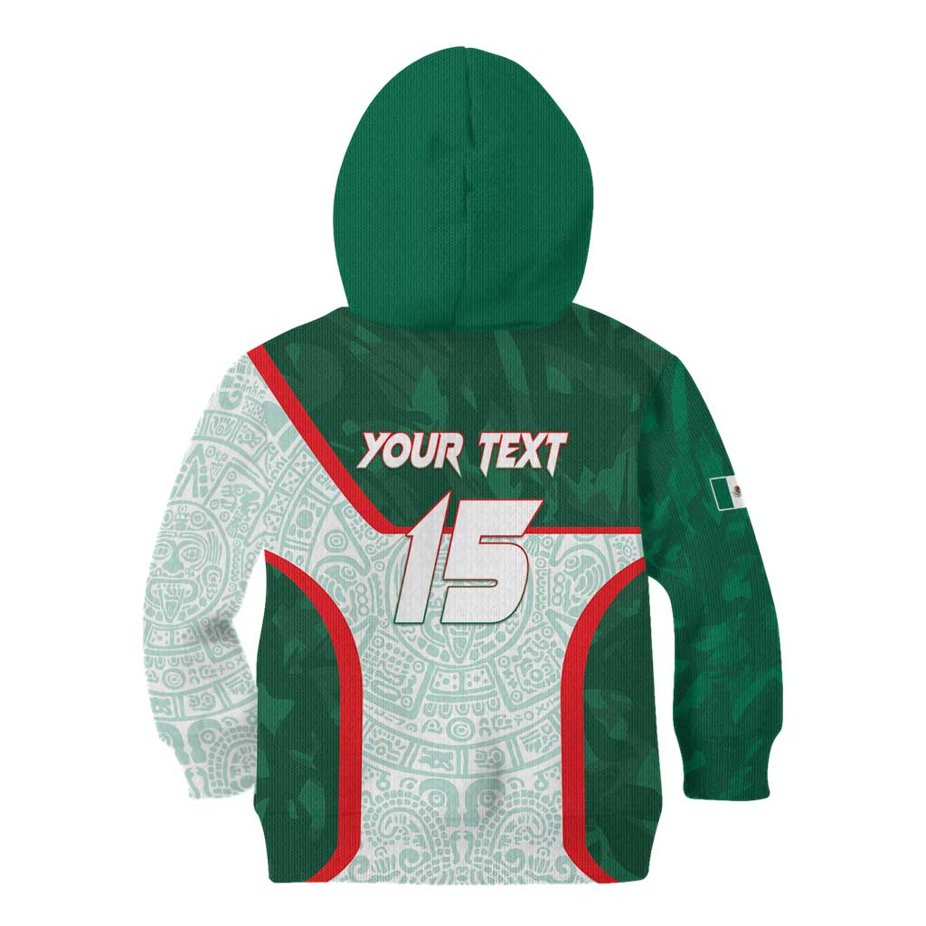 Custom Mexico Football Kid Hoodie Aztec Pattern - Wonder Print Shop