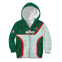 Custom Mexico Football Kid Hoodie Aztec Pattern - Wonder Print Shop