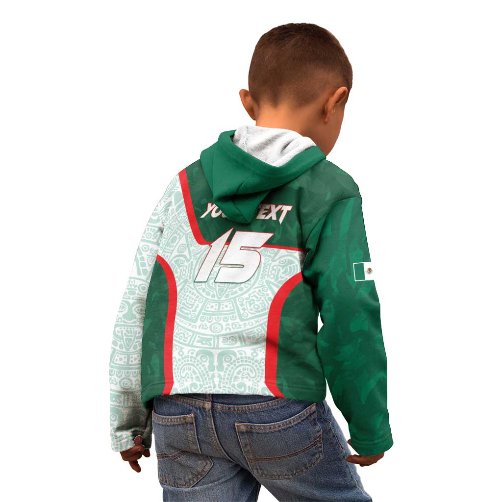 Custom Mexico Football Kid Hoodie Aztec Pattern - Wonder Print Shop