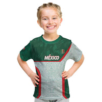 Custom Mexico Football Kid T Shirt Aztec Pattern - Wonder Print Shop