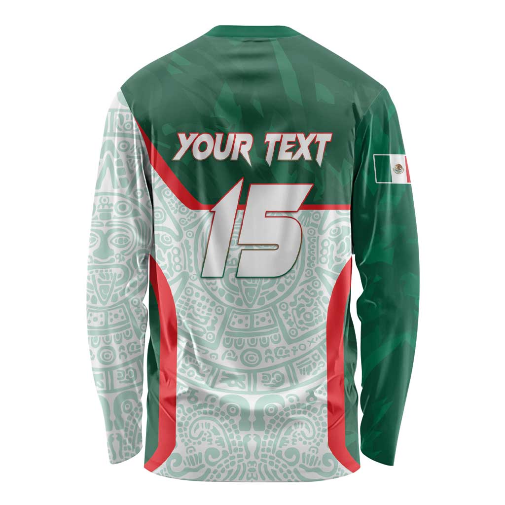 Custom Mexico Football Long Sleeve Shirt Aztec Pattern - Wonder Print Shop