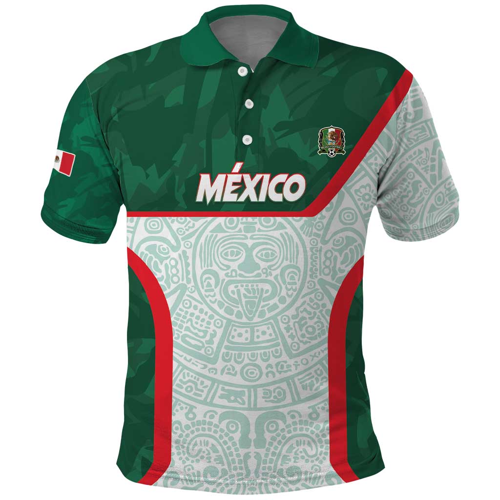 Custom Mexico Football Polo Shirt Aztec Pattern - Wonder Print Shop