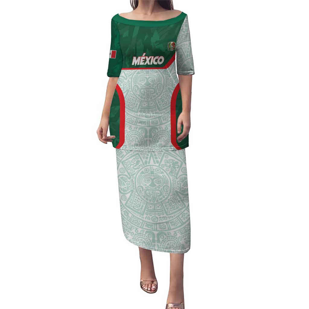 Custom Mexico Football Puletasi Aztec Pattern - Wonder Print Shop