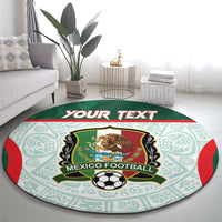 Custom Mexico Football Round Carpet Aztec Pattern