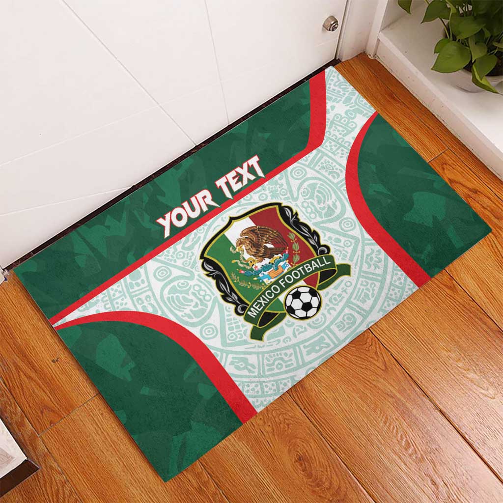 Custom Mexico Football Rubber Doormat Aztec Pattern - Wonder Print Shop