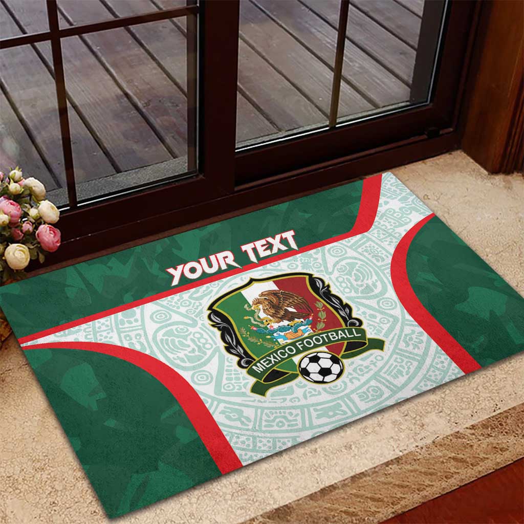 Custom Mexico Football Rubber Doormat Aztec Pattern - Wonder Print Shop