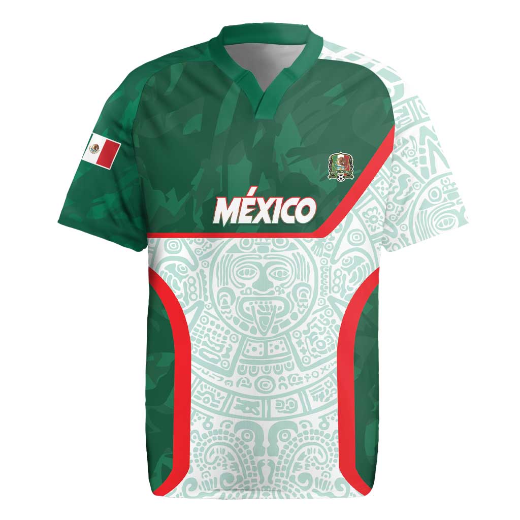 Custom Mexico Football Rugby Jersey Aztec Pattern - Wonder Print Shop