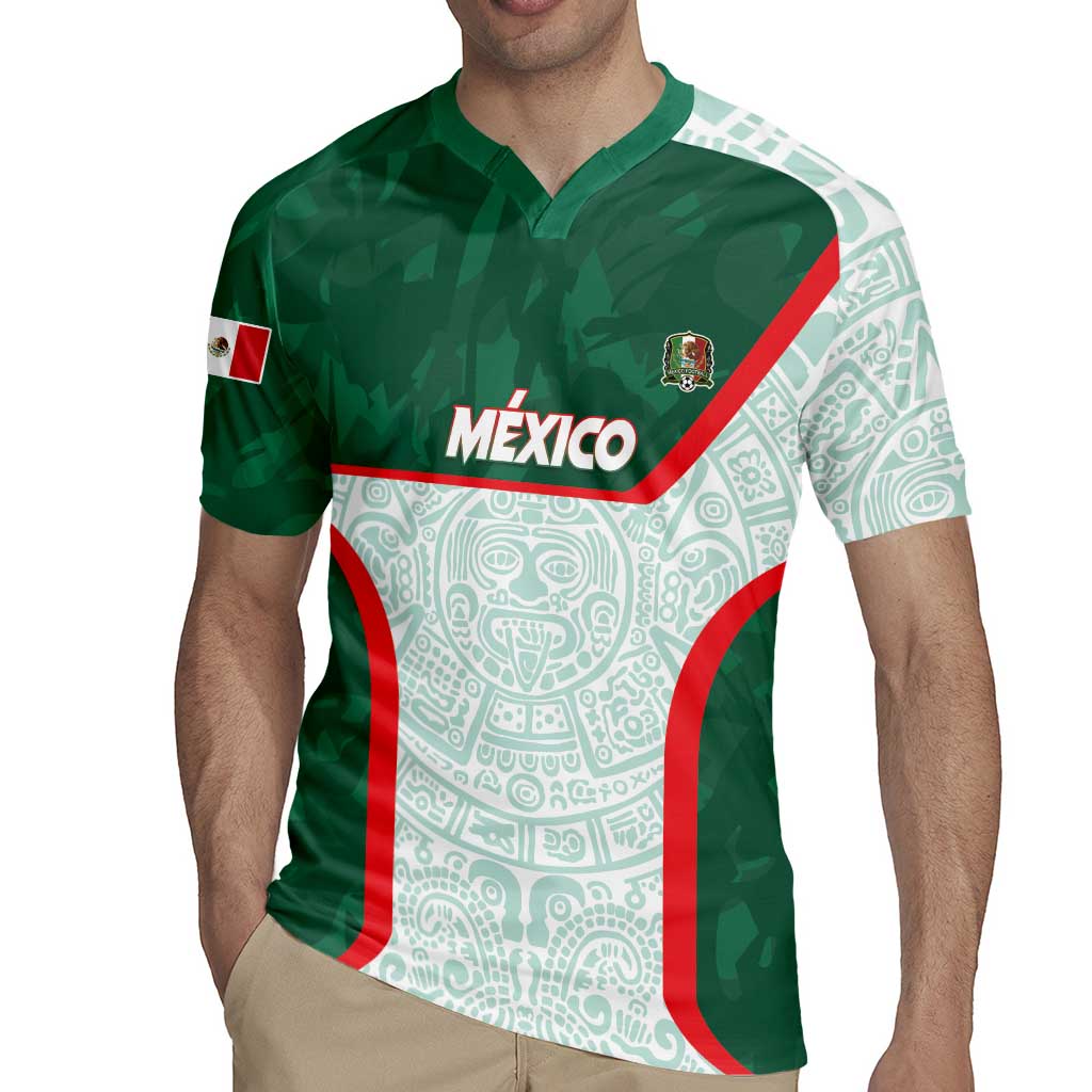 Custom Mexico Football Rugby Jersey Aztec Pattern - Wonder Print Shop
