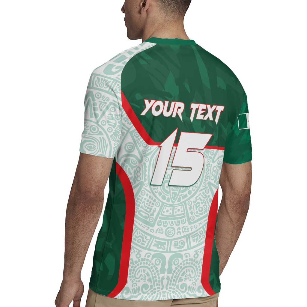 Custom Mexico Football Rugby Jersey Aztec Pattern - Wonder Print Shop