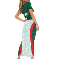 Custom Mexico Football Short Sleeve Bodycon Dress Aztec Pattern - Wonder Print Shop
