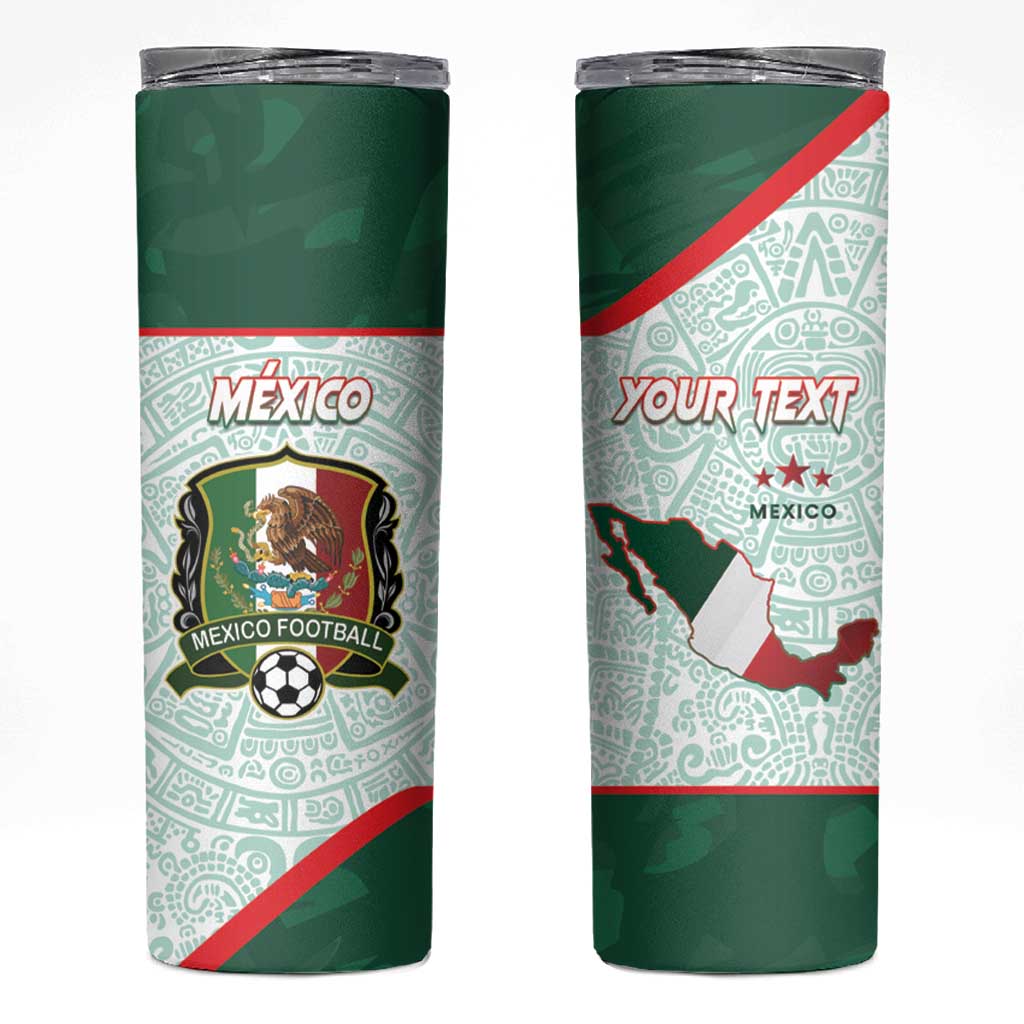 Personalised Mexico Football Skinny Tumbler Aztec Pattern - Wonder Print Shop