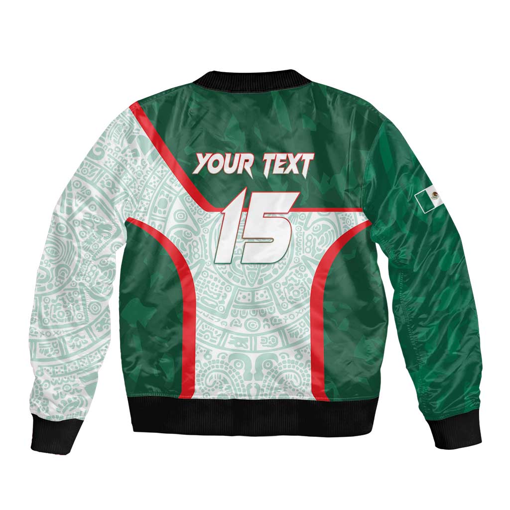 Custom Mexico Football Sleeve Zip Bomber Jacket Aztec Pattern - Wonder Print Shop