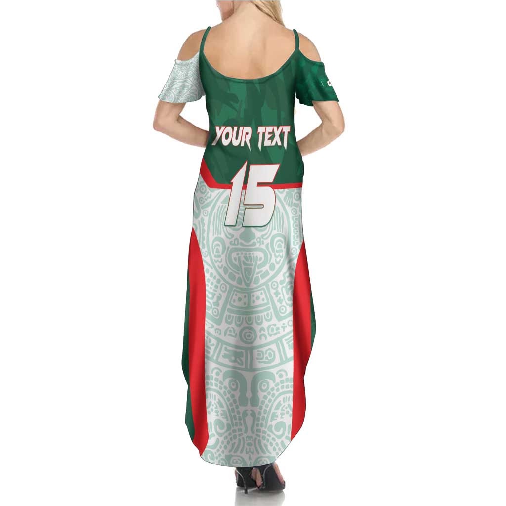 Custom Mexico Football Summer Maxi Dress Aztec Pattern - Wonder Print Shop
