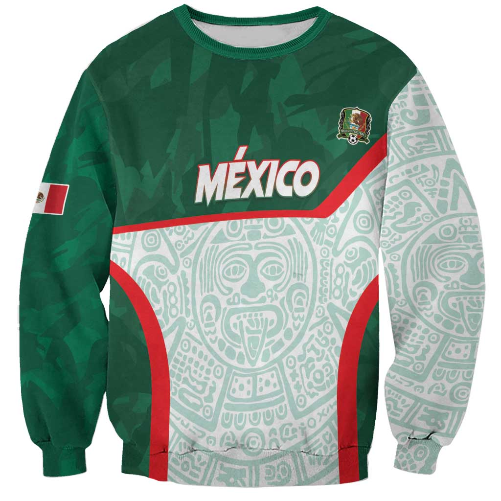 Custom Mexico Football Sweatshirt Aztec Pattern - Wonder Print Shop