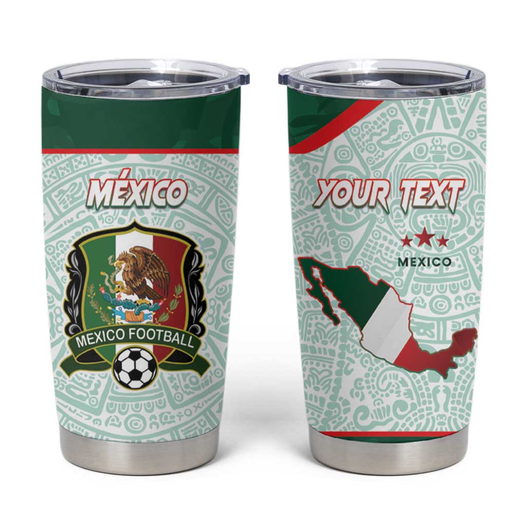 Personalised Mexico Football Tumbler Cup Aztec Pattern - Wonder Print Shop