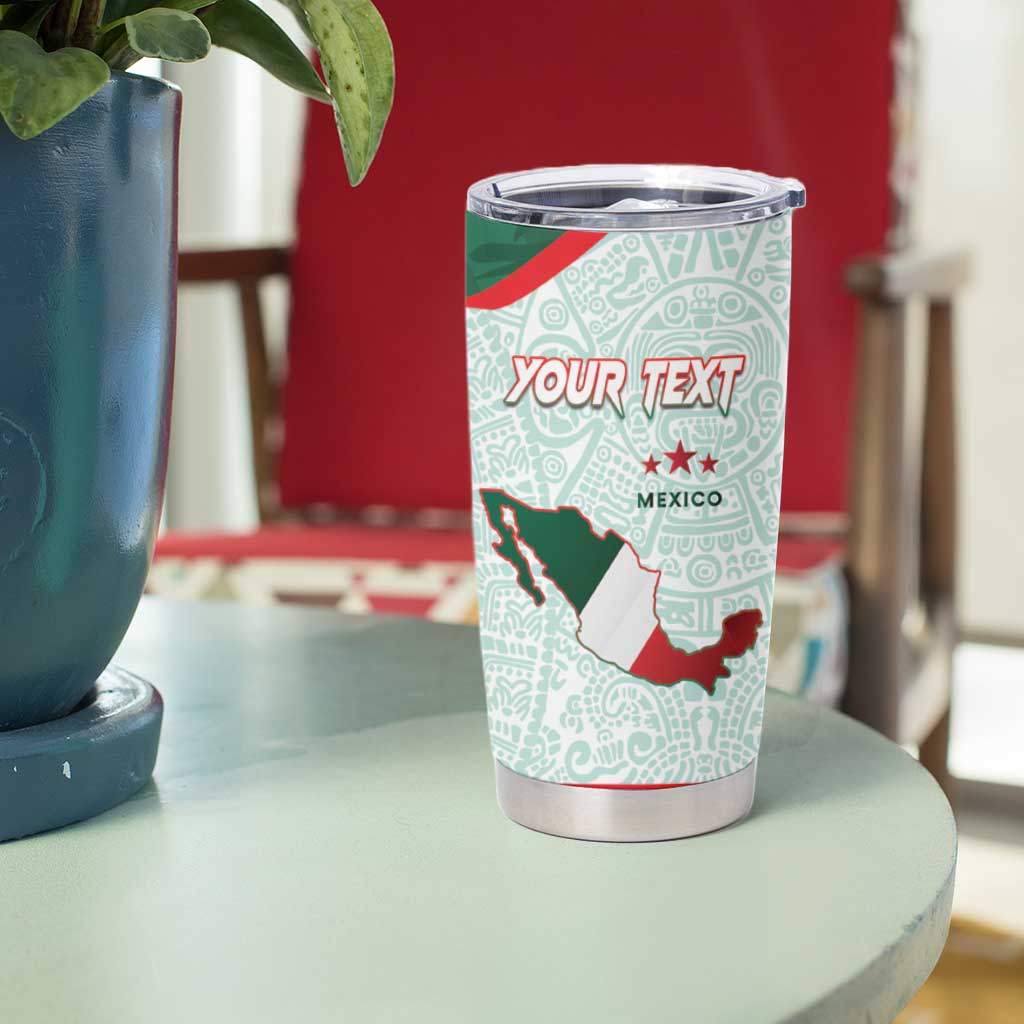 Personalised Mexico Football Tumbler Cup Aztec Pattern - Wonder Print Shop