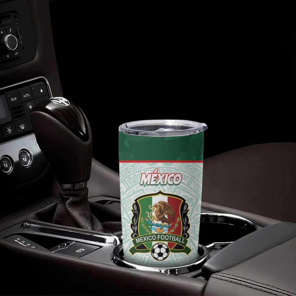 Personalised Mexico Football Tumbler Cup Aztec Pattern - Wonder Print Shop