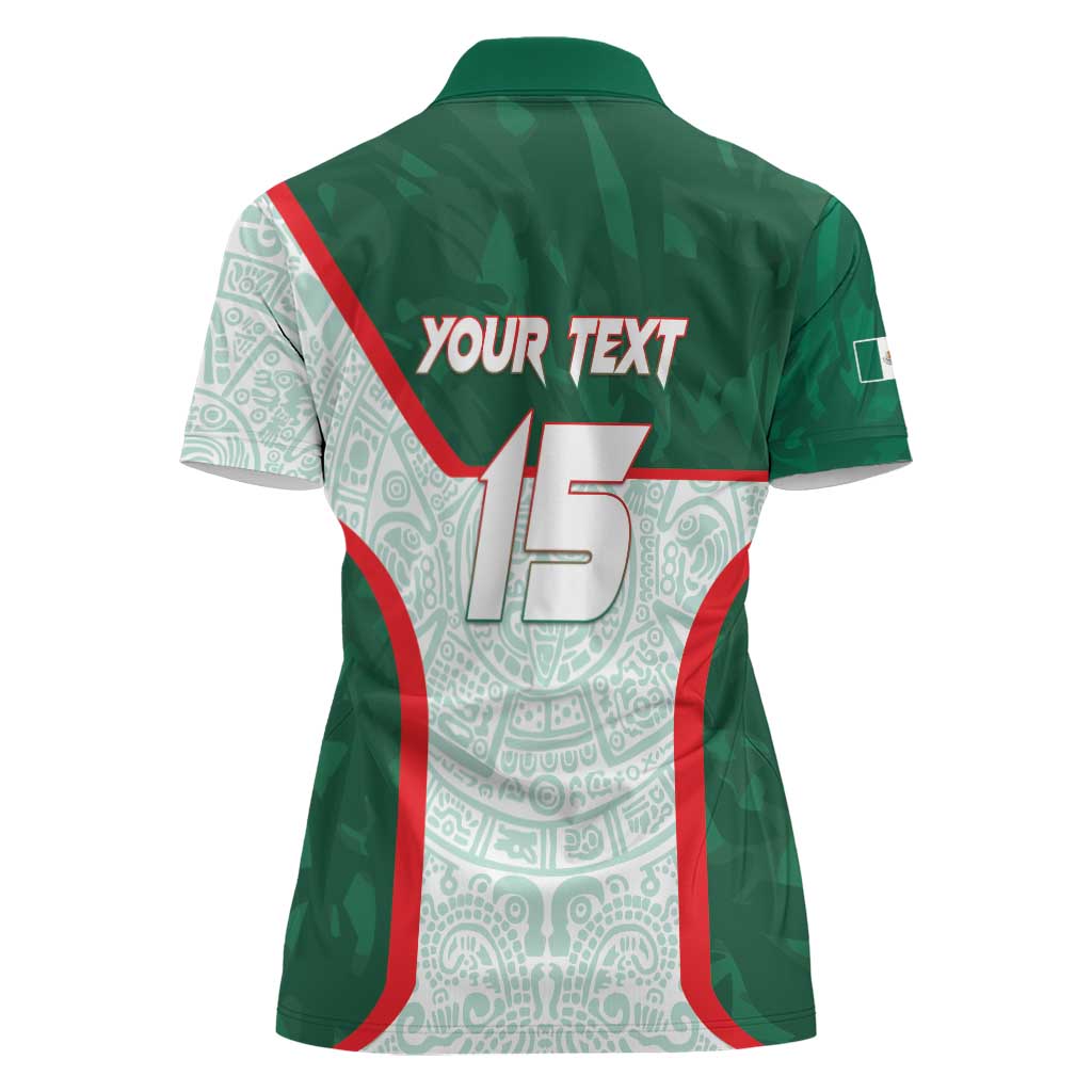 Custom Mexico Football Women Polo Shirt Aztec Pattern - Wonder Print Shop