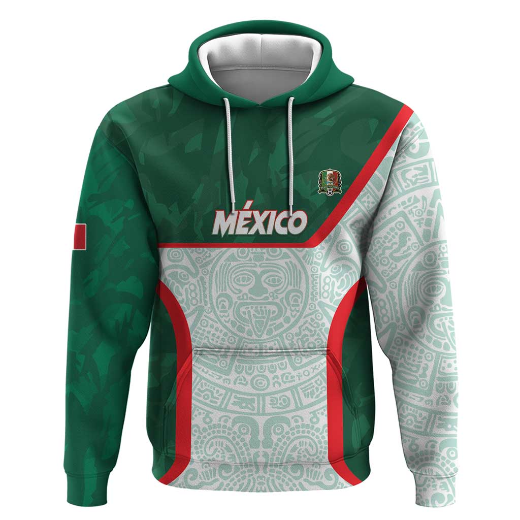 Custom Mexico Football Zip Hoodie Aztec Pattern - Wonder Print Shop
