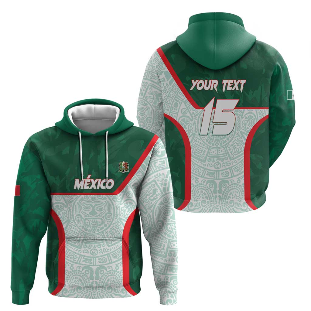 Custom Mexico Football Zip Hoodie Aztec Pattern - Wonder Print Shop