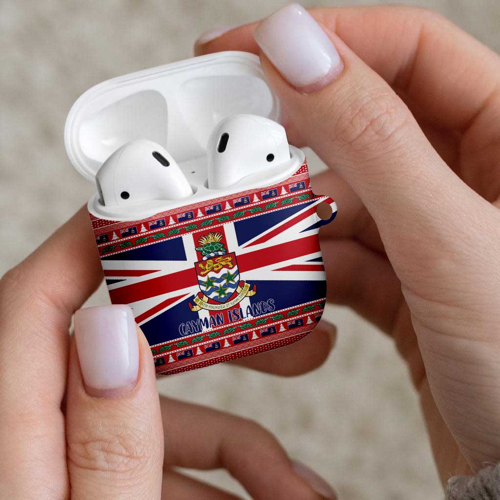Cayman Islands Christmas AirPods Case Coat Of Arms - Flag Style - Wonder Print Shop