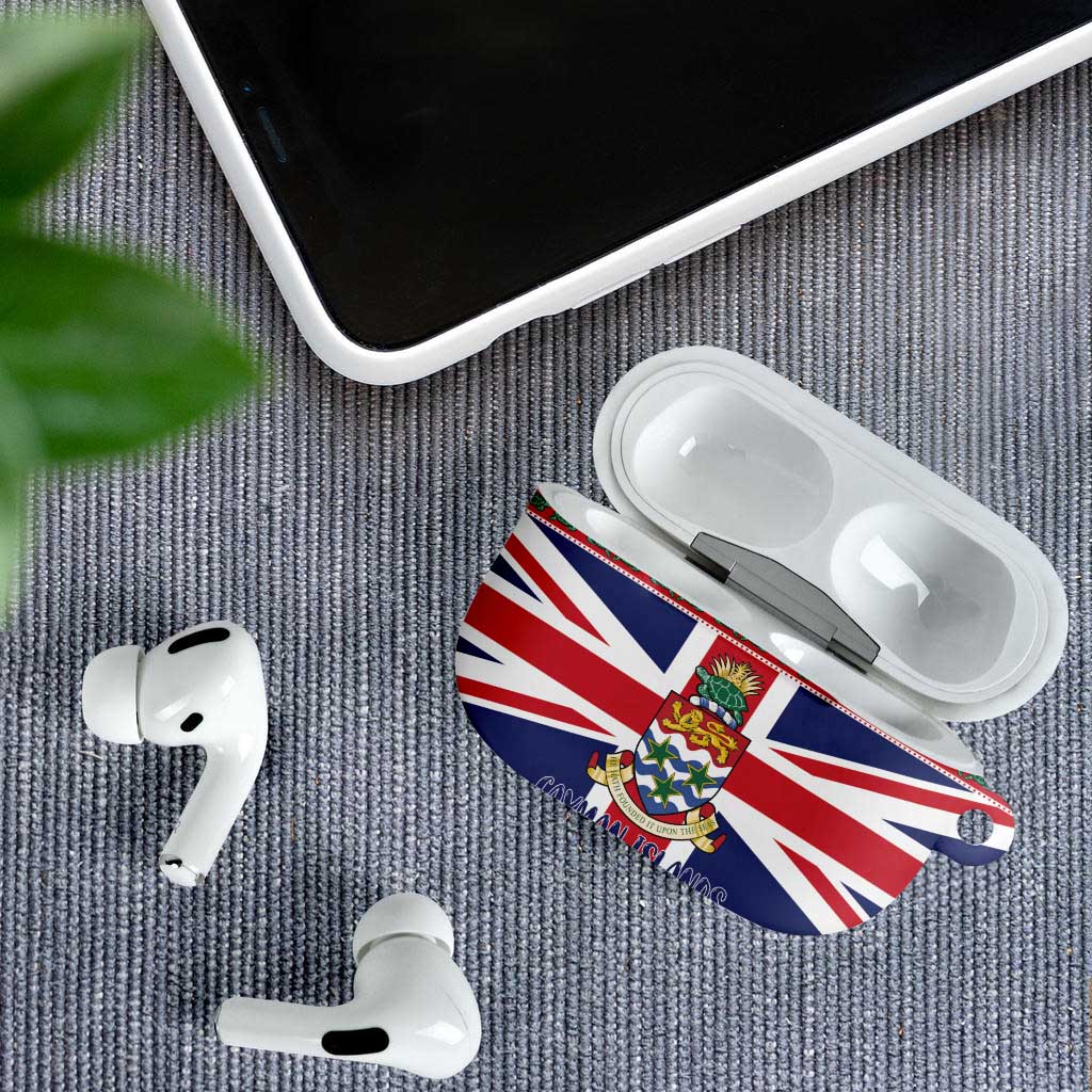 Cayman Islands Christmas AirPods Case Coat Of Arms - Flag Style - Wonder Print Shop