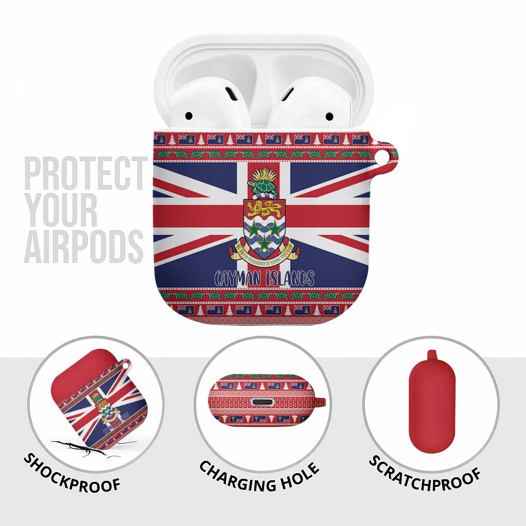 Cayman Islands Christmas AirPods Case Coat Of Arms - Flag Style - Wonder Print Shop