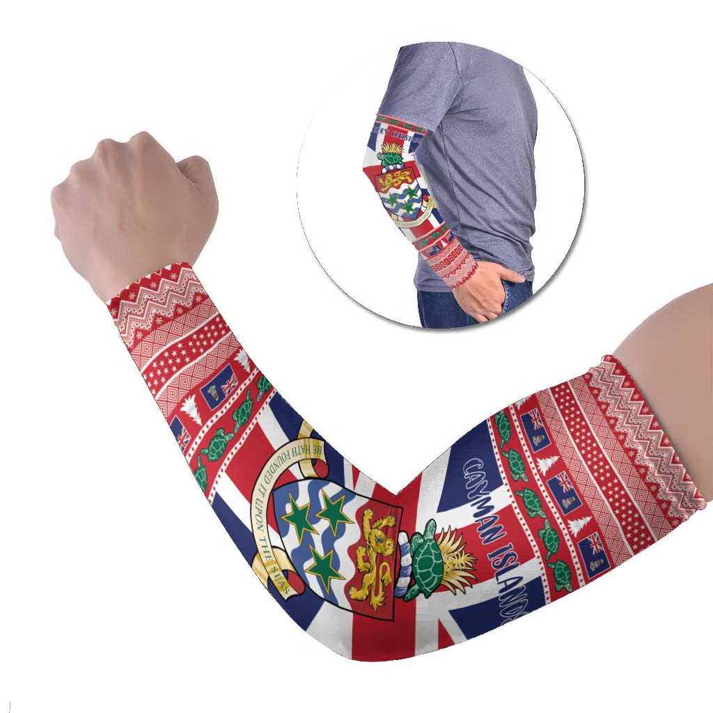 Cayman Islands Christmas Arm Sleeves Coat Of Arms - Flag Style - Wonder Print Shop