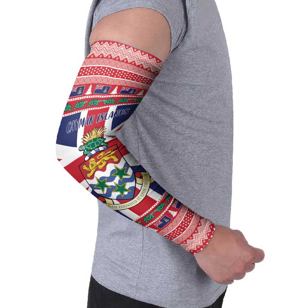 Cayman Islands Christmas Arm Sleeves Coat Of Arms - Flag Style - Wonder Print Shop