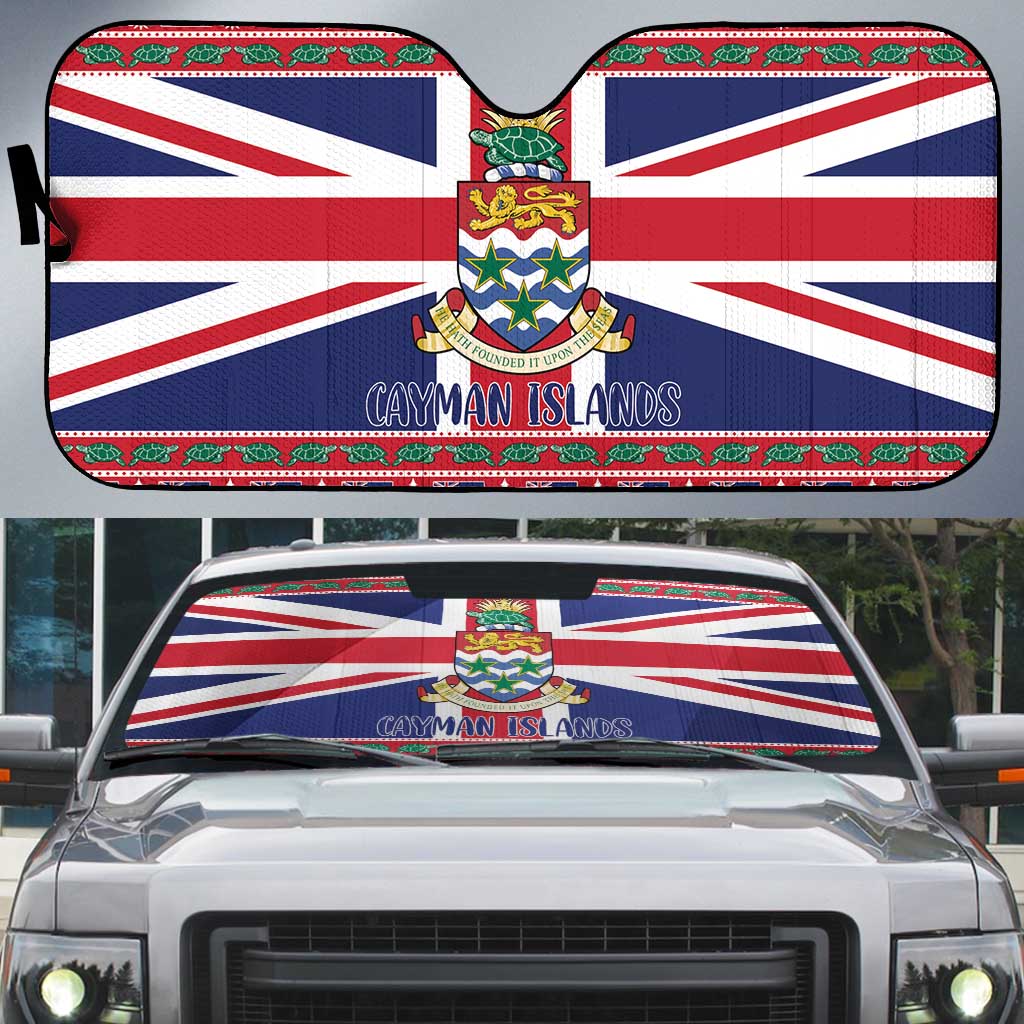 Cayman Islands Christmas Auto Sun Shade Coat Of Arms - Flag Style - Wonder Print Shop