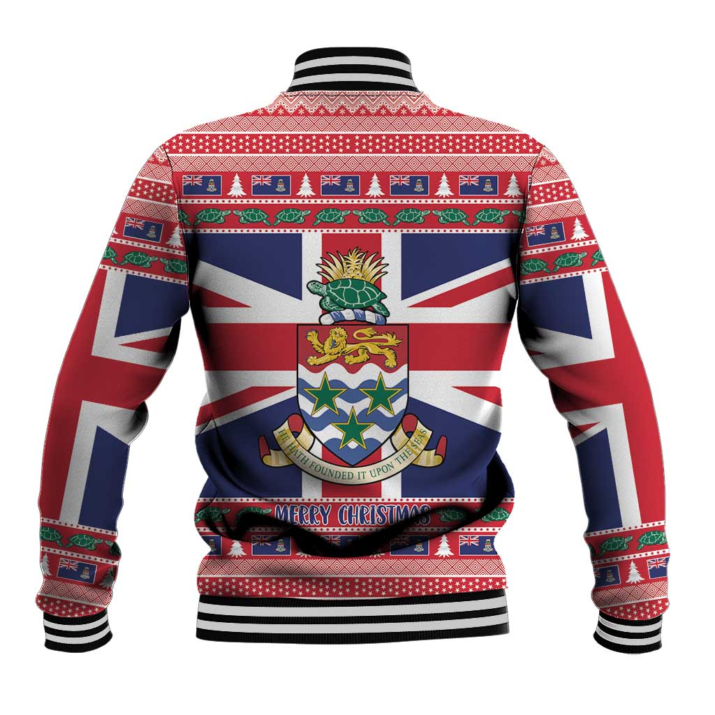 Cayman Islands Christmas Baseball Jacket Coat Of Arms - Flag Style - Wonder Print Shop