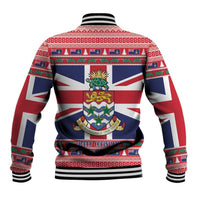 Cayman Islands Christmas Baseball Jacket Coat Of Arms - Flag Style - Wonder Print Shop