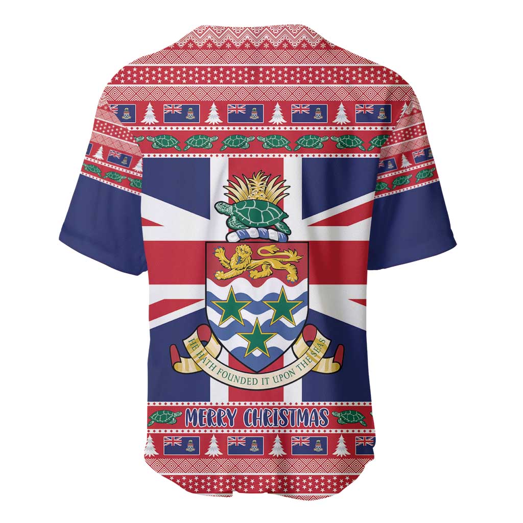 Cayman Islands Christmas Baseball Jersey Coat Of Arms - Flag Style - Wonder Print Shop