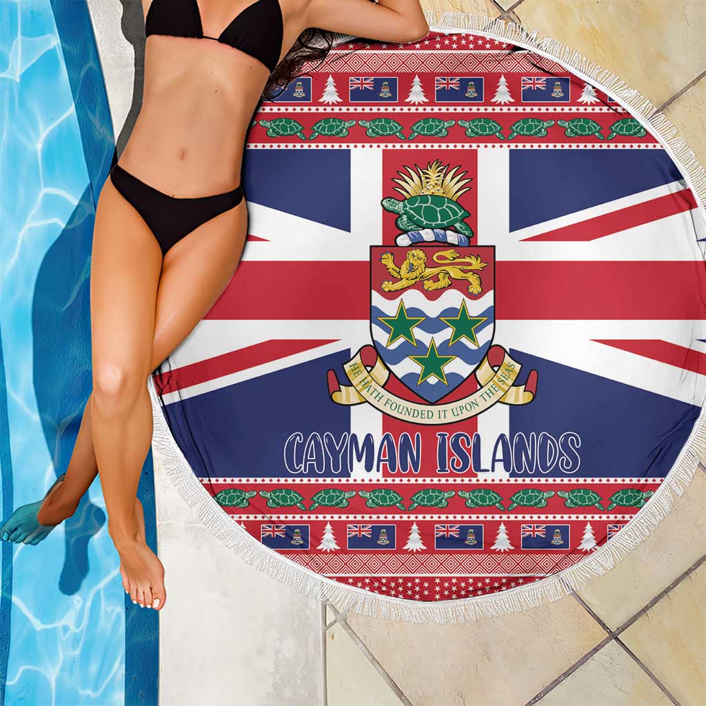 Cayman Islands Christmas Beach Blanket Coat Of Arms - Flag Style - Wonder Print Shop