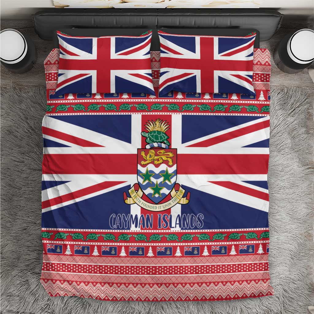 Cayman Islands Christmas Bedding Set Coat Of Arms - Flag Style - Wonder Print Shop