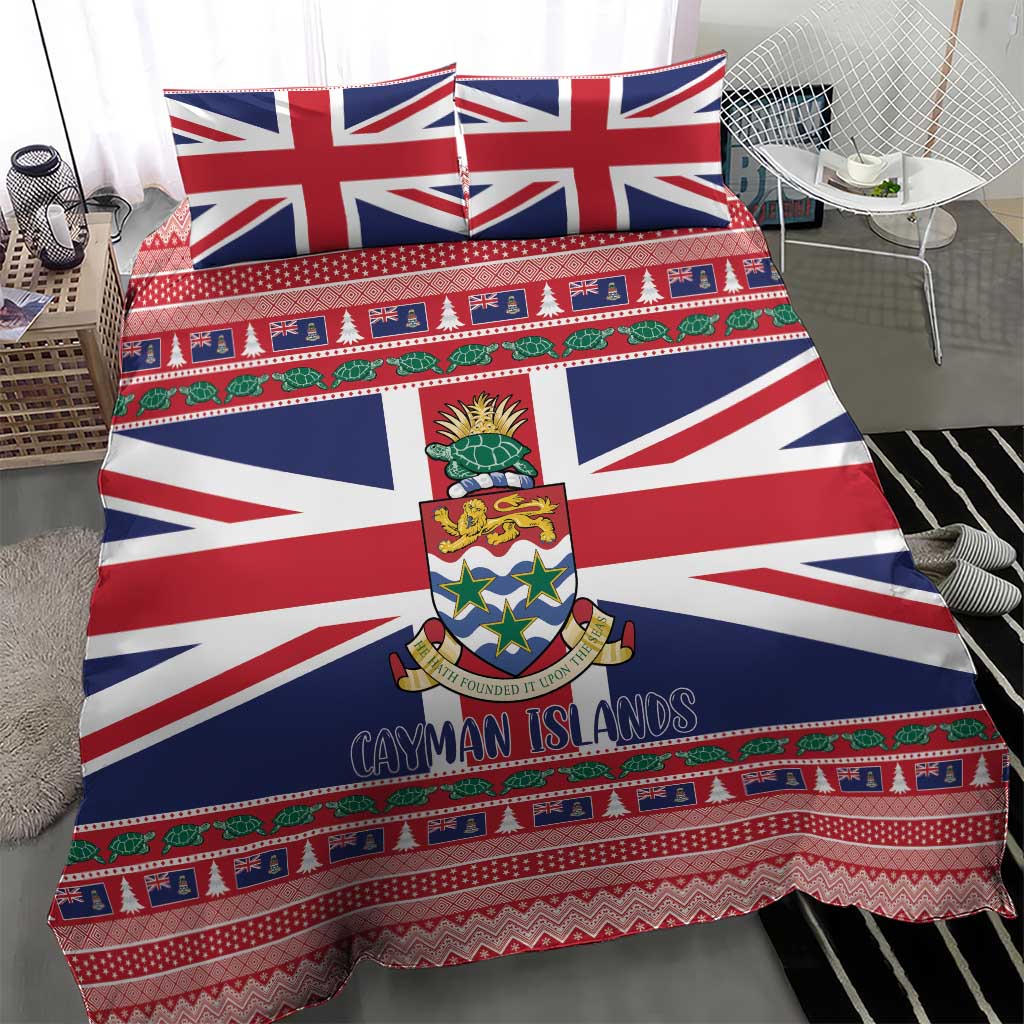 Cayman Islands Christmas Bedding Set Coat Of Arms - Flag Style - Wonder Print Shop