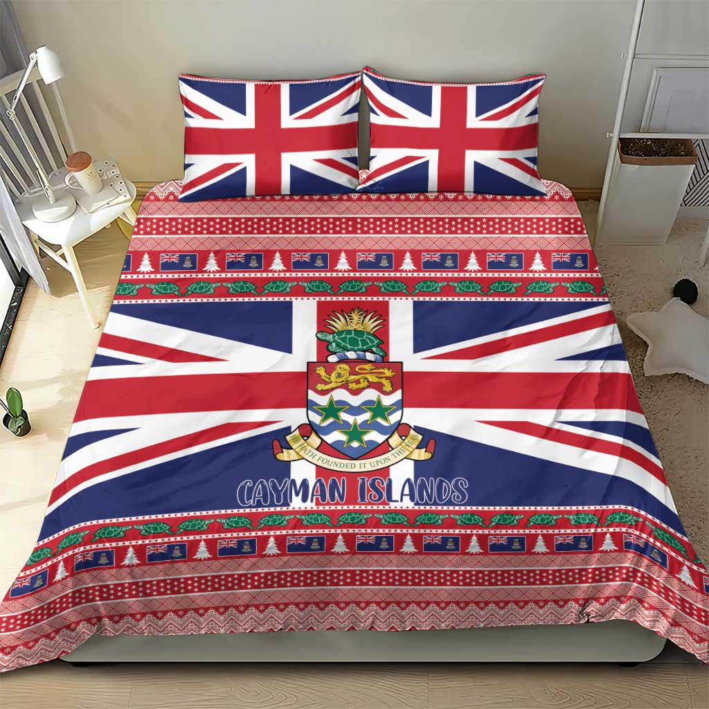 Cayman Islands Christmas Bedding Set Coat Of Arms - Flag Style - Wonder Print Shop
