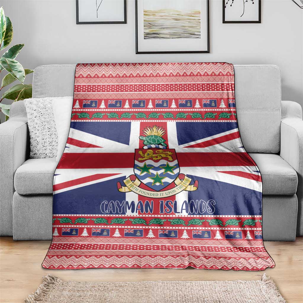 Cayman Islands Christmas Blanket Coat Of Arms - Flag Style - Wonder Print Shop