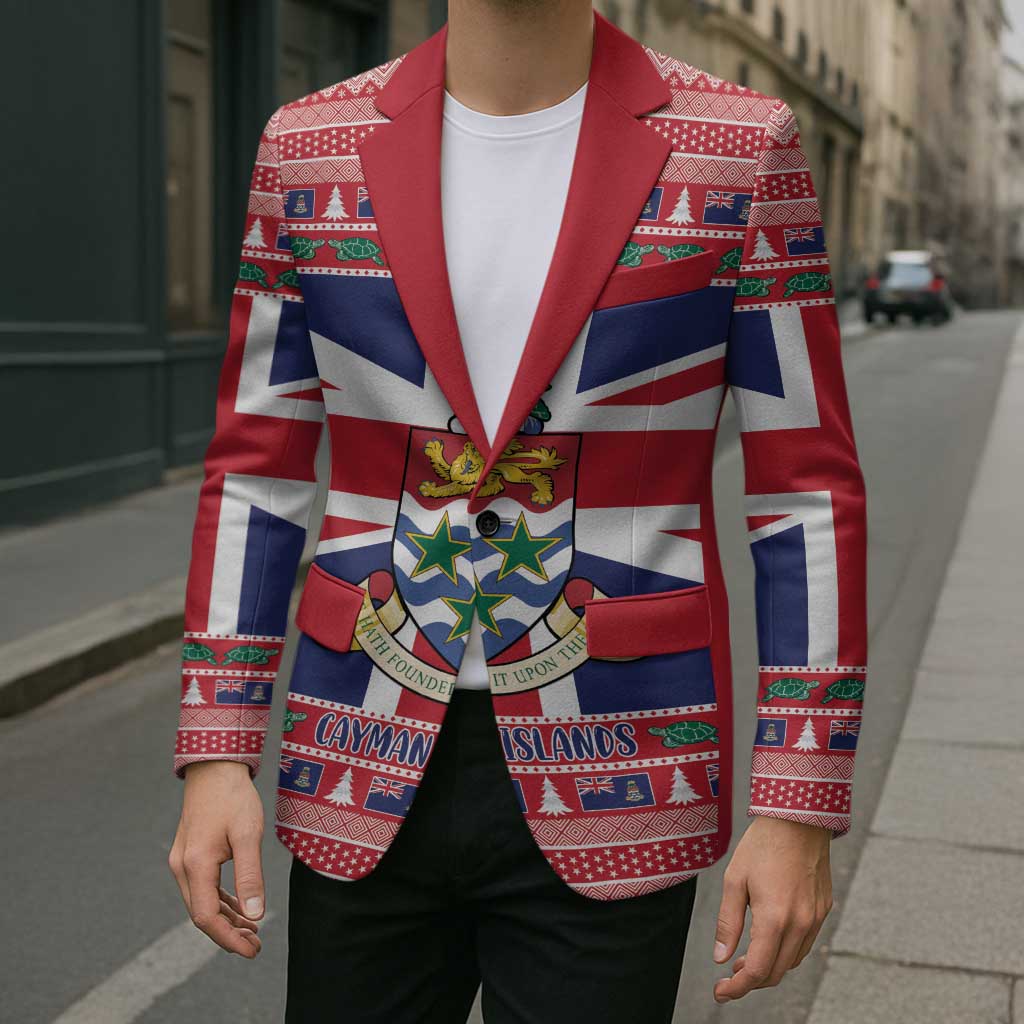Cayman Islands Christmas Blazer Coat Of Arms - Flag Style - Wonder Print Shop