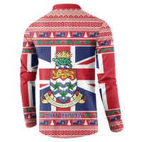 Cayman Islands Christmas Button Sweatshirt Coat Of Arms - Flag Style - Wonder Print Shop