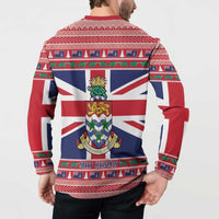 Cayman Islands Christmas Button Sweatshirt Coat Of Arms - Flag Style - Wonder Print Shop